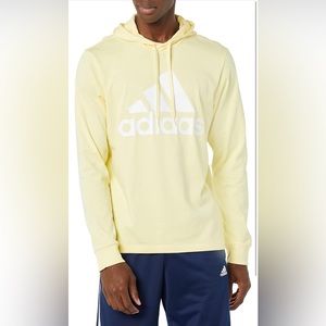 NWT! adidas Men's Essentials Logo Hoodie Sweatshirts Size LT Yellow /white